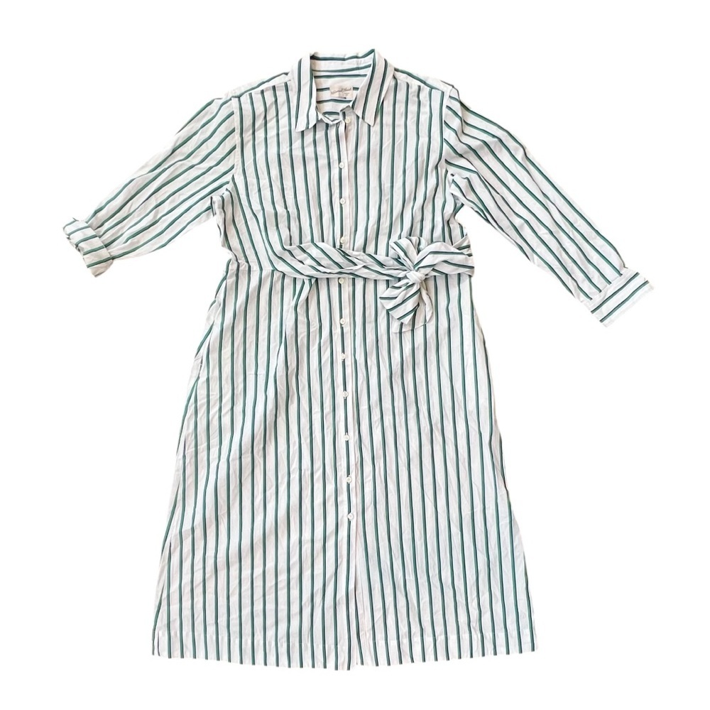 Universal Thread Green, Navy, and White Striped, Tie Waist, Midi Dress, XXL - Picture 4 of 8